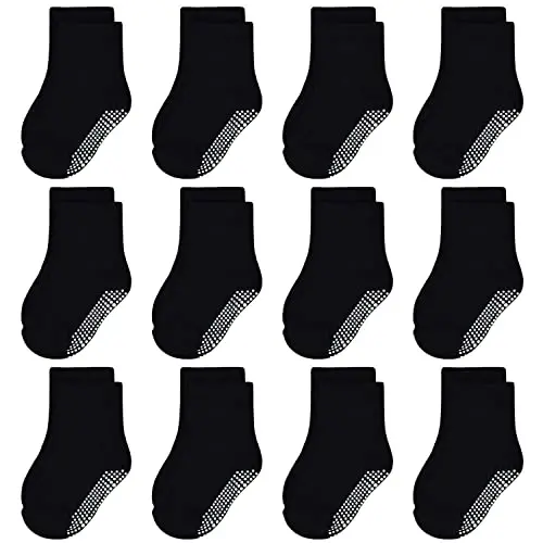 GRPSKCOS Baby Socks Non Slip 12 Pairs Toddler Anti Skid Socks for 0-7 Years Infants Little Kids Boys Girls - GRPSKCOS