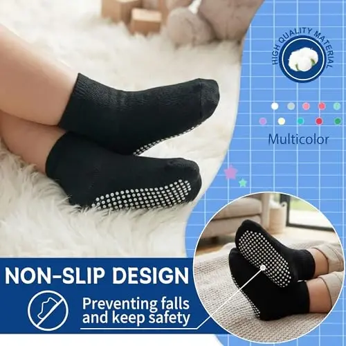 GRPSKCOS Baby Socks Non Slip 12 Pairs Toddler Anti Skid Socks for 0-7 Years Infants Little Kids Boys Girls - GRPSKCOS (1)