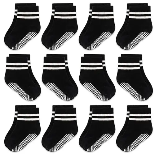 GRPSKCOS Baby Socks Non Slip 12 Pairs Toddler Anti Skid Socks for 0-7 Years Infants Little Kids Boys Girls - 1
