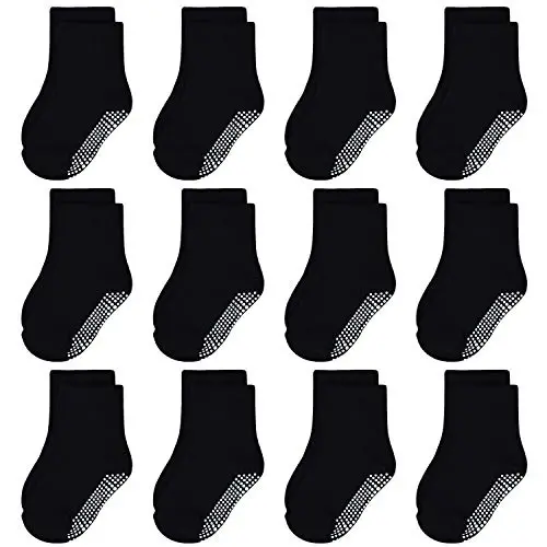 GRPSKCOS Baby Socks Non Slip 12 Pairs Toddler Anti Skid Socks for 0-7 Years Infants Little Kids Boys Girls - MODAZONE