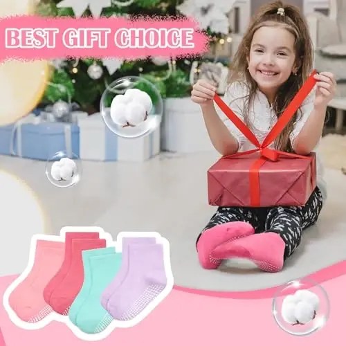GRPSKCOS Baby Socks Non Slip 12 Pairs Toddler Anti Skid Socks for 0-7 Years Infants Little Kids Boys Girls - 4
