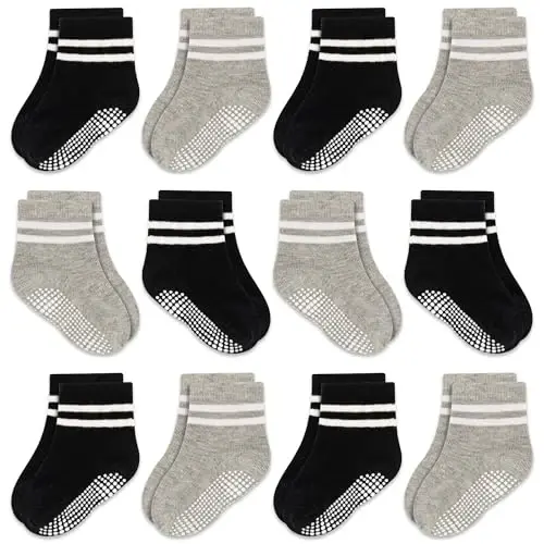 GRPSKCOS Baby Socks Non Slip 12 Pairs Toddler Anti Skid Socks for 0-7 Years Infants Little Kids Boys Girls - 1