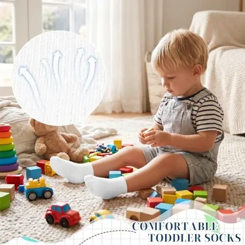 GRPSKCOS Non Slip Toddler Baby Socks 12 Pairs Anti Skid Ankle Socks for Girls Boys Grips Sock for 0-7 Years Children - GRPSKCOS (1)