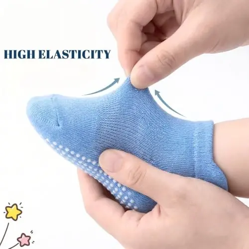 GRPSKCOS Non Slip Toddler Baby Socks 12 Pairs Anti Skid Ankle Socks for Girls Boys Grips Sock for 0-7 Years Children - 4