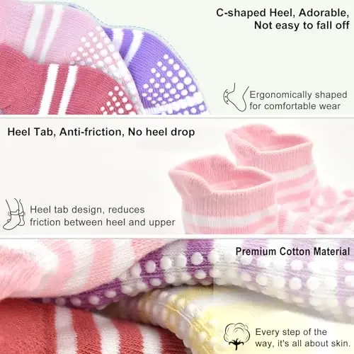 GRPSKCOS Non Slip Toddler Baby Socks 12 Pairs Anti Skid Ankle Socks for Girls Boys Grips Sock for 0-7 Years Children - 4