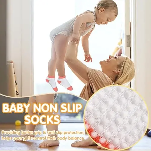 GRPSKCOS Non Slip Toddler Baby Socks 12 Pairs Anti Skid Ankle Socks for Girls Boys Grips Sock for 0-7 Years Children - GRPSKCOS (1)