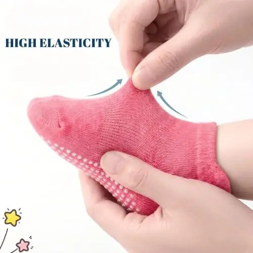 GRPSKCOS Non Slip Toddler Baby Socks 12 Pairs Anti Skid Ankle Socks for Girls Boys Grips Sock for 0-7 Years Children - 4