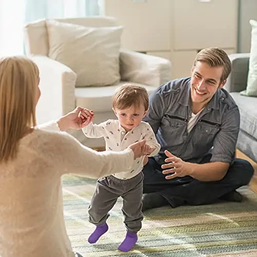 GRPSKCOS Non Slip Toddler Baby Socks 12 Pairs Anti Skid Ankle Socks for Girls Boys Grips Sock for 0-7 Years Children - 6