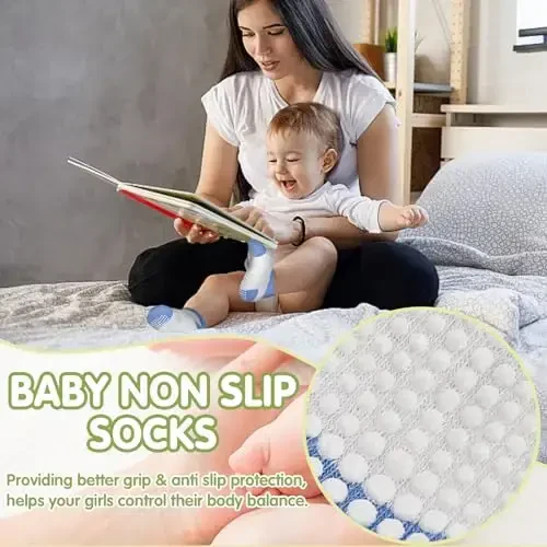GRPSKCOS Non Slip Toddler Baby Socks 12 Pairs Anti Skid Ankle Socks for Girls Boys Grips Sock for 0-7 Years Children - MODAZONE (1)