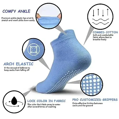 GRPSKCOS Non Slip Toddler Baby Socks - 12 Pairs Anti Skid Ankle Socks for Kids Boys 1-7 Years - 5