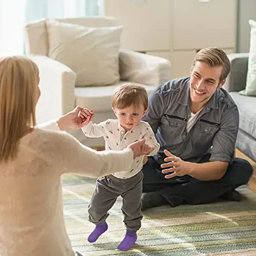 GRPSKCOS Non Slip Toddler Baby Socks - 12 Pairs Anti Skid Ankle Socks for Kids Boys 1-7 Years - 6