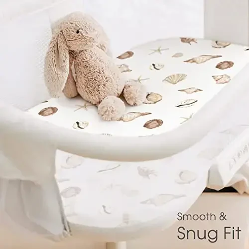 GRSSDER Cho‘ziluvchan Ultra Yumshoq O‘rnatilgan Bassinet Choyshablar To‘plami 2 Paket, Beshik Choyshabi To‘rtburchak, Oval yoki Qum Soati Bassinet Prokladkasi/Matrasi Xavfsiz va Qulay, Chiroyli Yoqimli Kit Dengiz Dunyosi Chaqaloq uchun - 3