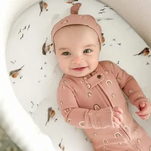 GRSSDER Stretchy Ultra Soft Bassinet Mattress Sheets 2 Pack, Universal Fitted for Baby Cradle Moses Basket Oval Rectangle Standard Pad Safe and Snug, Cute Animal Print Bassinet Sheet for Boys - 6