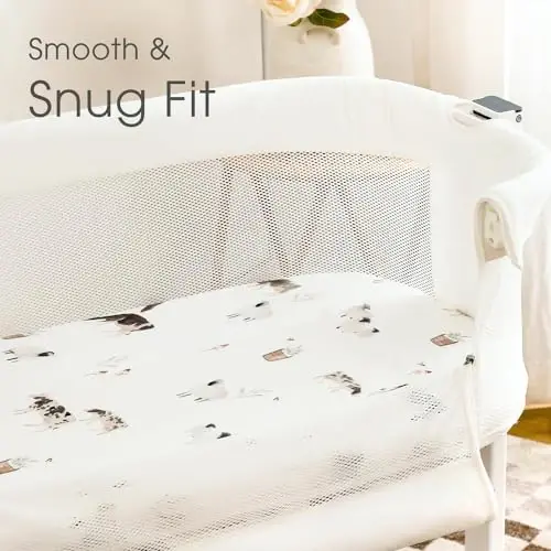 GRSSDER Stretchy Ultra Soft Bassinet Mattress Sheets 2 Pack, Universal Fitted for Baby Cradle Moses Basket Oval Rectangle Standard Pad Safe and Snug, Cute Animal Print Bassinet Sheet for Boys - 3