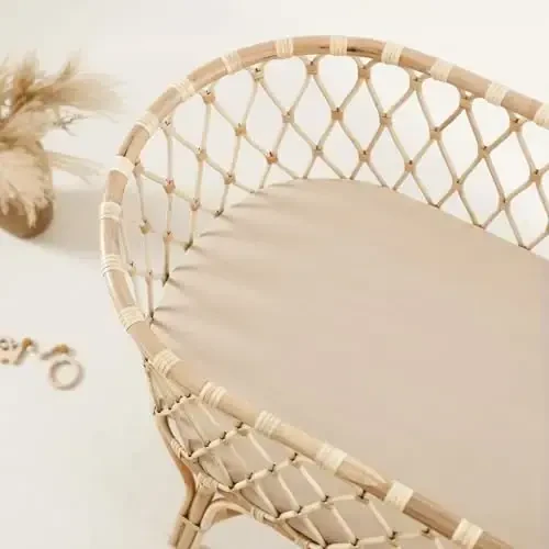 GRSSDER Stretchy Ultra Soft Fitted Bassinet Sheet 2 Pack, Universal Fit for Bassinets Baby Cradle Moses Basket Oval Rectangle Mattress Safe and Snug, Jersey Bassinet Sheets for Girls, Cream/Beige - GRSSDER (1)