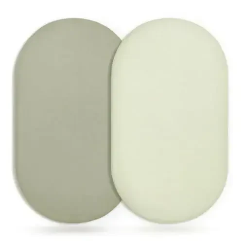 GRSSDER Stretchy Ultra Soft Fitted Bassinet Sheet 2 Pack, Universal Fit for Bassinets Baby Cradle Moses Basket Oval Rectangle Mattress Safe and Snug, Jersey Bassinet Sheets for Girls, Sage - GRSSDER