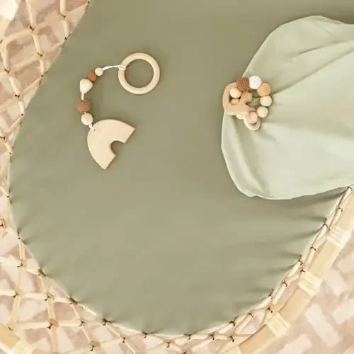 GRSSDER Stretchy Ultra Soft Fitted Bassinet Sheet 2 Pack, Universal Fit for Bassinets Baby Cradle Moses Basket Oval Rectangle Mattress Safe and Snug, Jersey Bassinet Sheets for Girls, Sage - GRSSDER (1)