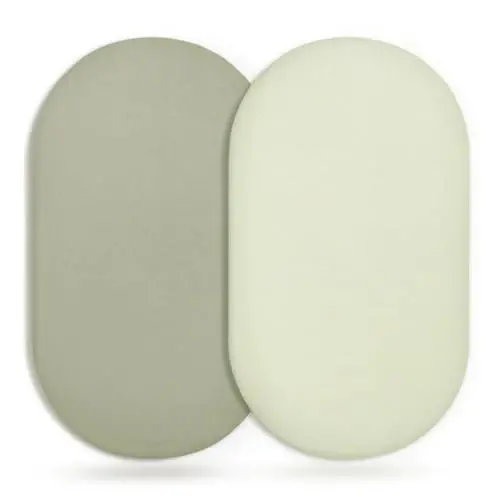 GRSSDER Stretchy Ultra Soft Fitted Bassinet Sheet 2 Pack, Universal Fit for Bassinets Baby Cradle Moses Basket Oval Rectangle Mattress Safe and Snug, Jersey Bassinet Sheets for Girls, Sage - 1