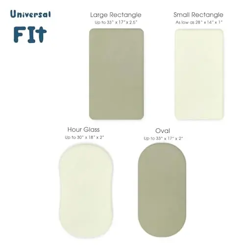 GRSSDER Stretchy Ultra Soft Fitted Bassinet Sheet 2 Pack, Universal Fit for Bassinets Baby Cradle Moses Basket Oval Rectangle Mattress Safe and Snug, Jersey Bassinet Sheets for Girls, Sage - 4