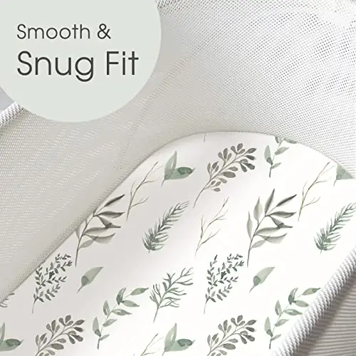 GRSSDER Stretchy Ultra Soft Fitted Bassinet Sheet Set 2 Pack, Universal Fit for Bassinets Baby Cradle Moses Basket Oval Rectangle Mattress, Watercolor Daisy Flowers Bassinet Sheets for Girls - 3