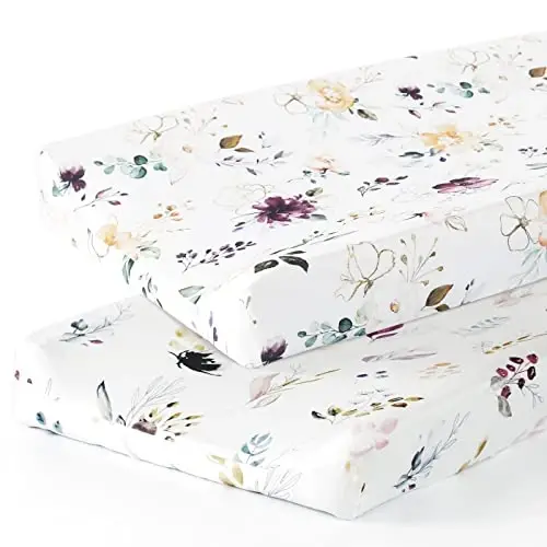 GRSSDER Stretch Ultra Soft Jersey Knit Changing Pad Cover Set 2 Pack,Change Table Pad Covers Fit 32