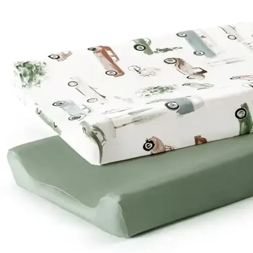 GRSSDER Stretchy Ultra Soft Jersey Knit Changing Pad Cover Set 2 Pack, Change Table Pad Covers Fit 32