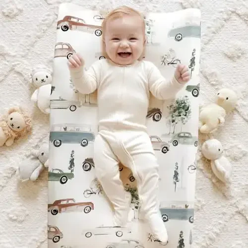 GRSSDER Stretchy Ultra Soft Jersey Knit Changing Pad Cover Set 2 Pack, Change Table Pad Covers Fit 32