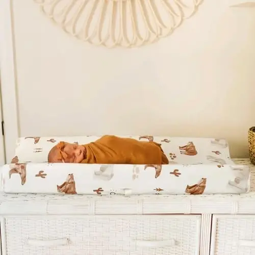 GRSSDER Stretchy Ultra Soft Jersey Knit Changing Pad Cover Set 2 Pack, Change Table Pad Covers Fit 32