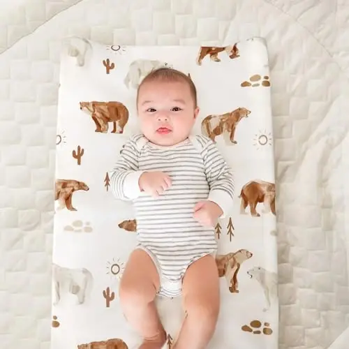 GRSSDER Stretchy Ultra Soft Jersey Knit Changing Pad Cover Set 2 Pack, Change Table Pad Covers Fit 32