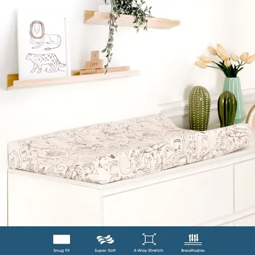 GRSSDER Stretchy Ultra Soft Jersey Knit Changing Pad Cover Set 2 Pack, Change Table Pad Covers Fit 32