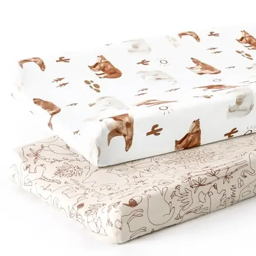 GRSSDER Stretchy Ultra Soft Jersey Knit Changing Pad Cover Set 2 Pack, Change Table Pad Covers Fit 32