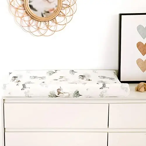 GRSSDER Stretch Ultra Soft Jersey Knit Changing Pad Cover Set 2 Pack, Change Table Pad Covers Fit 32