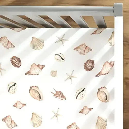 GRSSDER Stretchy Ultra Soft Jersey Knit Fitted Crib Sheets Set 2 Pack, Fit All Standard Crib Mattresses Safe and Snug, Beautiful Marine Organism for Boys and Girls - 4