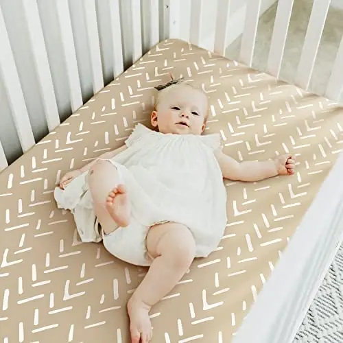 GRSSDER Stretchy Ultra Soft Jersey Knit Fitted Crib Sheets Set 2 Pack，Fits All Standard Crib Mattress Pads Safe and Snug, Rainbow Creative Painting Pattern - 2