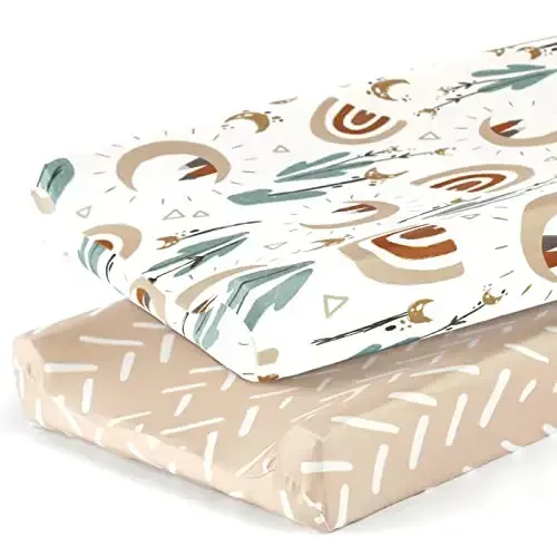 GRSSDER Stretch Ultra Soft Jersey Knit Changing Pad Cover Set 2 Pack, Change Table Pad Covers Fit 32