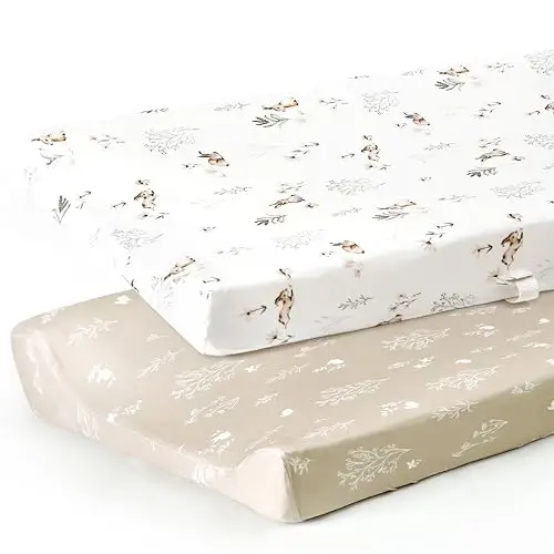 GRSSDER Stretch Ultra Soft Jersey Knit Changing Pad Cover Set 2 Pack, Change Table Pad Covers Fit 32