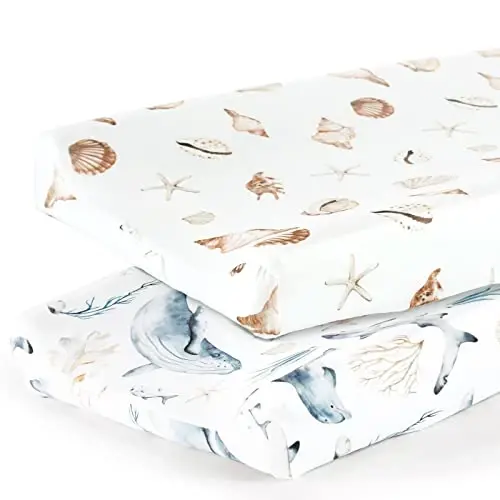GRSSDER Stretch Ultra Soft Jersey Knit Changing Pad Cover Set 2 Pack,Change Table Pad Covers Fit 32