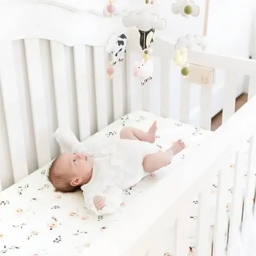 GRSSDER Stretch Ultra Soft Jersey Knit Fitted Crib Sheets Set 2 Pack, Universal Fitted Most Crib Mattress Pads Safe and Snug, Breathable Crib Fitted Sheet for Baby, Pink Rose Print - 5