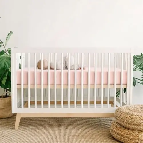 GRSSDER Stretch Ultra Soft Jersey Knit Fitted Crib Sheets Set 2 Pack, Universal Fitted Most Crib Mattress Pads Safe and Snug, Breathable Crib Fitted Sheet for Baby, Pink Rose Print 