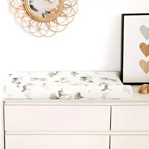 GRSSDER Stretch Ultra Soft Jersey Knit Changing Pad Cover Set 2 Pack, Change Table Pad Covers Fit 32