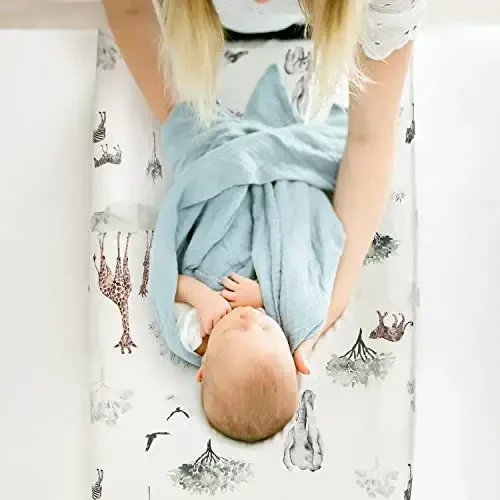 GRSSDER Stretch Ultra Soft Jersey Knit Changing Pad Cover Set 2 Pack, Change Table Pad Covers Fit 32