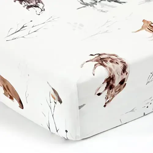 GRSSDER Stretch Ultra Soft Jersey Knit Fitted Crib Sheets Set 2 Pack，Fit All Standard Crib Mattress Pads Safe and Snug, Stylish Pattren of Jungle Animals - 6