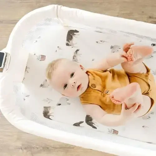 GRSSDER Stretchy Ultra Soft Bassinet Mattress Sheets 2 Pack, Universal Fitted for Baby Cradle Moses Basket Oval Rectangle Standard Pad Safe and Snug, Cute Animal Print Bassinet Sheet for Boys - 4