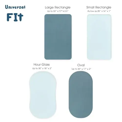 GRSSDER Stretchy Ultra Soft Fitted Bassinet Sheet 2 Pack, Universal Fit for Bassinets Baby Cradle Moses Basket Oval Rectangle Mattress Safe and Snug, Jersey Bassinet Sheets for Girls, Blue/Navy - 4