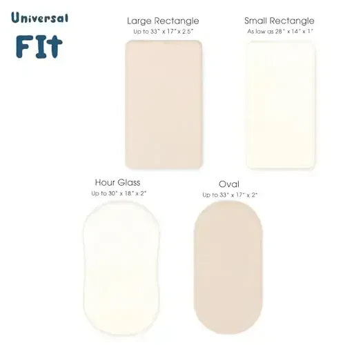 GRSSDER Stretchy Ultra Soft Fitted Bassinet Sheet 2 Pack, Universal Fit for Bassinets Baby Cradle Moses Basket Oval Rectangle Mattress Safe and Snug, Jersey Bassinet Sheets for Girls, Cream/Beige - 4
