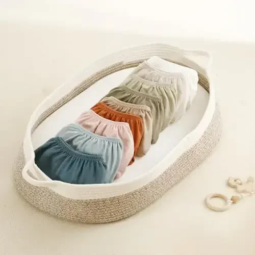 GRSSDER Stretchy Ultra Soft Fitted Bassinet Sheet 2 Pack, Universal Fit for Bassinets Baby Cradle Moses Basket Oval Rectangle Mattress Safe and Snug, Jersey Bassinet Sheets for Girls, Cream/Beige - 6