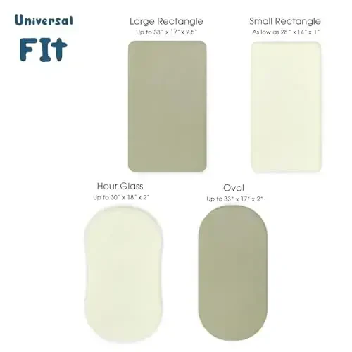 GRSSDER Stretchy Ultra Soft Fitted Bassinet Sheet 2 Pack, Universal Fit for Bassinets Baby Cradle Moses Basket Oval Rectangle Mattress Safe and Snug, Jersey Bassinet Sheets for Girls, Sage - 4