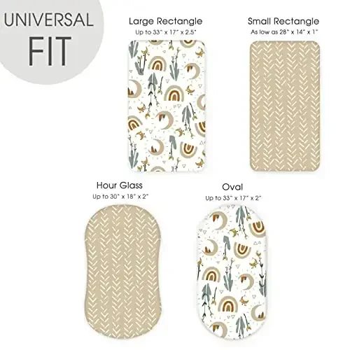 GRSSDER Stretchy Ultra Soft Fitted Bassinet Sheets Set 2 Pack, Cradle Sheet Universal Fit for Rectangle, Oval, or Hourglass Bassinet Pad/Mattress Safe and Snug, Stylish Cute Rainbow Print for Baby - 5