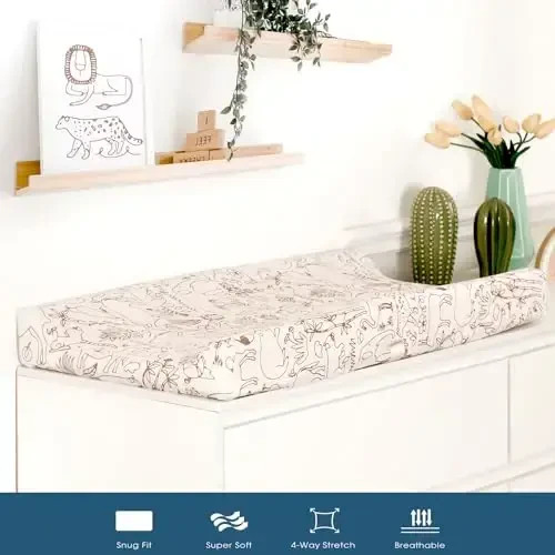 GRSSDER Stretchy Ultra Soft Jersey Knit Changing Pad Cover Set 2 Pack, Change Table Pad Covers Fit 32