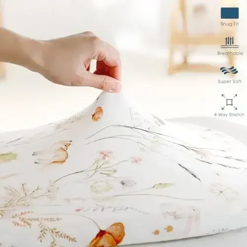 GRSSDER Ultra Soft Bassinet Sheets 2 Pack, Stretchy Breathable Knit Bassinet Mattress Sheets for Baby, Universal Fitted Baby Cradle Moses Basket Oval Rectangle Pads Safe and Snug, Stylish Flora - 6